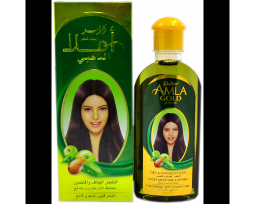 AMLA GOLD Hair Oil, Dabur (АМЛА ГОЛД Масло для сухих и поврежденных волос, Дабур), 200 мл.
