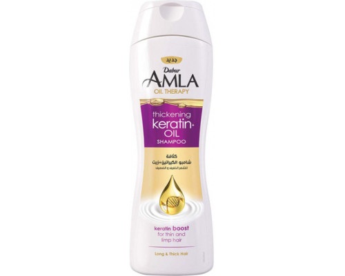 Amla Oil Therapy, Thickening KERATIN+ OIL Shampoo, Dabur (Шампунь КЕРАТИН+ МАСЛО для тонких и ослабленных волос, Дабур), 200 мл.