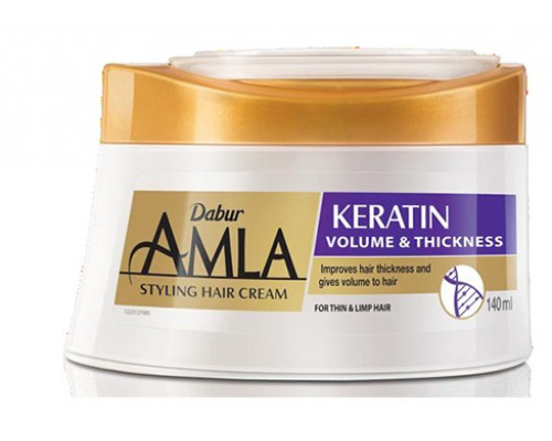 Amla Styling Hair Cream KERATIN Volume & Thickness, Dabur (Амла крем для укладки волос КЕРАТИН толщина и объём, Дабур), 140 мл.