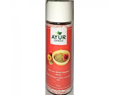 Ayurvedic Herbal Shampoo HENNA, Ayur Ganga (Аюрведический хербал шампунь ХНА), 200 мл.