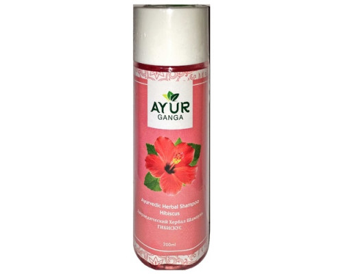 Ayurvedic Herbal Shampoo HIBISCUS, Ayur Ganga (Аюрведический хербал шампунь ГИБИСКУС), 200 мл.
