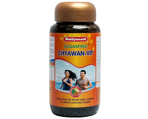 Baidyanath CHYAWAN-VIT Sugar Free (Чаванпраш Чван-Вит без сахара с шафраном, миндалём и ашвагандхой, Бадьянатх), 500 г.