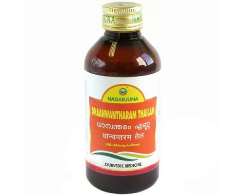 DHAANWANTHARAM THAILAM, Nagarjuna (ДХАНВАНТАРАМ ТАЙЛАМ Аюрведическое противовоспалительное и омолаживающее массажное масло, Нагарджуна), 200 мл.