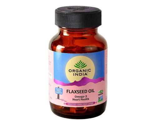 FLAXSEED OIL Omega-3 Heart Health, Organic India (ЛЬНЯНОЕ МАСЛО, Омега-3 для здоровья сердца, Органик Индия), 60 капс.