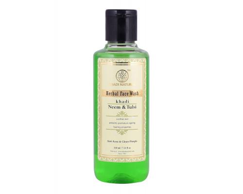 Herbal Face Wash Khadi NEEM & TULSI, Khadi Natural (Гель для умывания Кхади НИМ И ТУЛСИ, Для всех типов кожи), 210 мл.