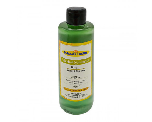 Herbal Shampoo NEEM & ALOE VERA SLS & PARABEN FREE, Khadi India (Травяной шампунь НИМ И АЛОЭ ВЕРА БЕЗ СЛС И ПАРАБЕНОВ), 210 мл.