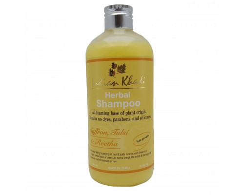 Herbal Shampoo SAFFRON, TULSI & REETHA, Indian Khadi (Травяной Шампунь ШАФРАН, ТУЛСИ И РИТХА, для роста волос, Индиан Кхади), 300 мл.