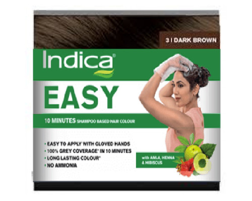 Indica EASY Dark Brown Shampoo based hair colour (Легкое окрашивание за 10 минут Шампунь-краска для волос Темно-Коричневый, Индика), 25 мл.