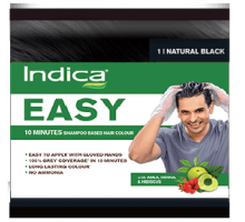 Indica EASY Natural Black Shampoo based hair colour (Легкое окрашивание за 10 минут Шампунь-краска для Мужчин Натуральный Черный, Индика), 18 мл.