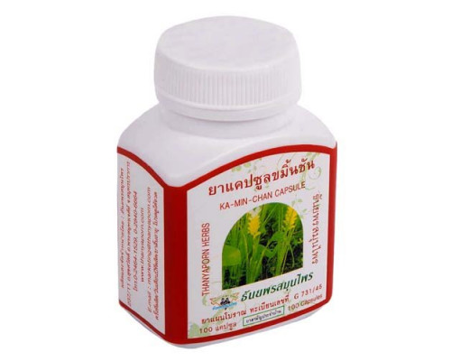 KA-MIN-CHAN CAPSULE, Thanyaporn (Капсулы КА-МИН-ЧАН, натуральный препарат для лечения различных заболеваний желудка и 12-ти перстной кишки), 100 капс.