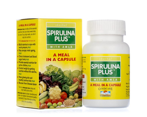 SPIRULINA PLUS with amla Goodcare (Baidyanath) (Спирулина Плюс с амлой ГудКейр (Бадьянатх), источник витаминов), 60 капс.
