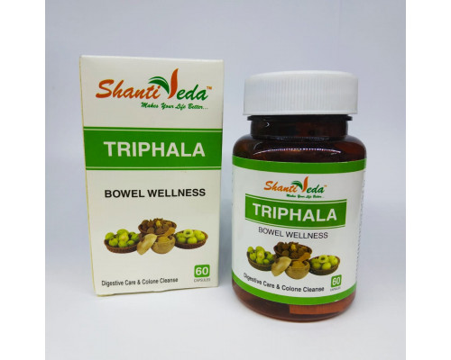 TRIPHALA capsules Shanti Veda (Трифала в капсулах, очищение и омоложение организма, Шанти Веда), 60 капс.