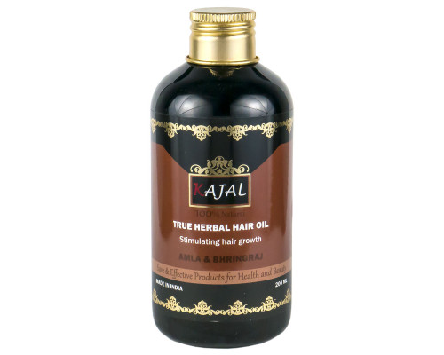 True Herbal Hair Oil  AMLA & BHRINGRAJ, Stimulating Hair Growth, Kajal (Травяное масло для стимуляции роста волос АМЛА И БРИНГРАДЖ, Каджал), 200 мл.