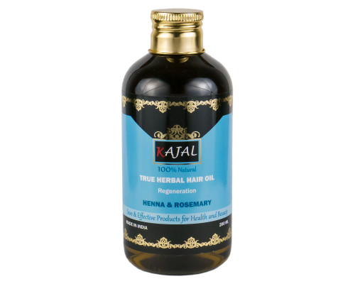 True Herbal Hair Oil  HENNA & ROSEMARY, Regeneration, Kajal (Травяное восстанавливающее масло для волос ХНА И РОЗМАРИН, Каджал), 200 мл.