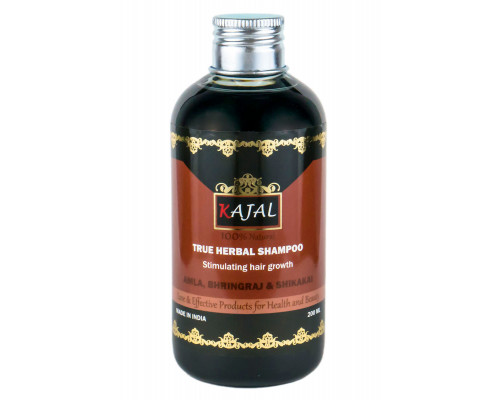True Herbal Shampoo AMLA, BHRINGRAJ & SHIKAKAI, Kajal (АМЛА, БРИНГРАДЖ, ШИКАКАИ натуральный шампунь, стимулирующий рост волос, Каджал), 200 мл.