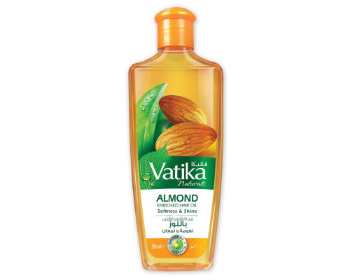 Vatika ALMOND Enriched Hair Oil, Dabur (Ватика МИНДАЛЬ Масло для волос, мягкость и сияние, Дабур), 200 мл.