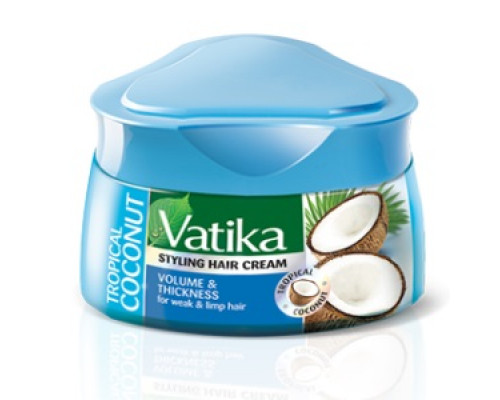 Vatika TROPICAL COCONUT Styling Hair Cream, Dabur (Ватика ТРОПИЧЕСКИЙ КОКОС Крем для укладки, для увеличения объема и толщины волос, Дабур), 140 мл.