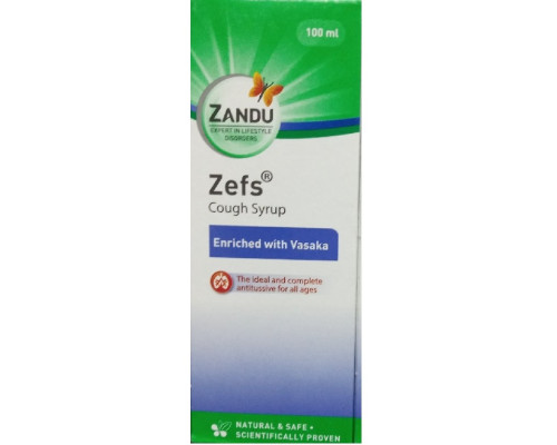 ZEFS cough syrup, Zandu (ЗЕФС, Обогащен Васакой, аюрведическое противокашлевое средство, Занду), 100 мл.